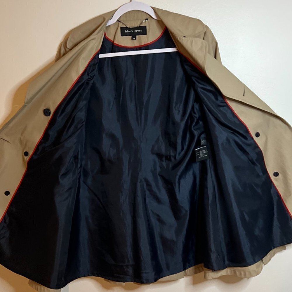 Black Rivet by Wilson’s Leather Tan Trench Coat Size Medium - Picture 4 of 8